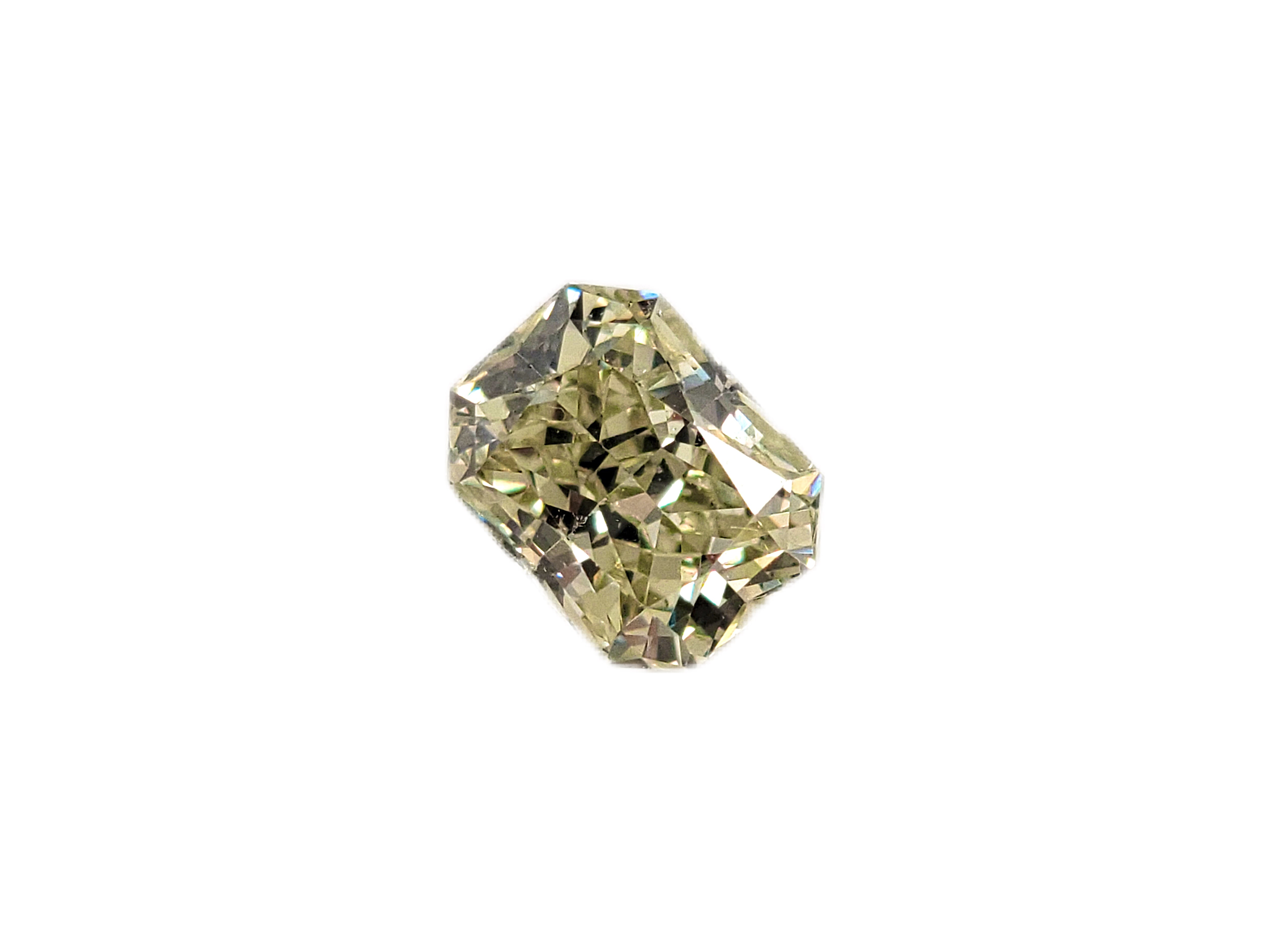 1.02ct Fancy Light Grayish Greenish Yellow Long Radiant VS2 GIA