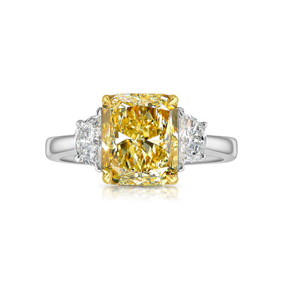 3.29ct Fancy Yellow Radiant VS2 GIA Ring