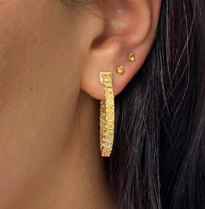 5.19ct Fancy Intense Yellow Diamond Hoops