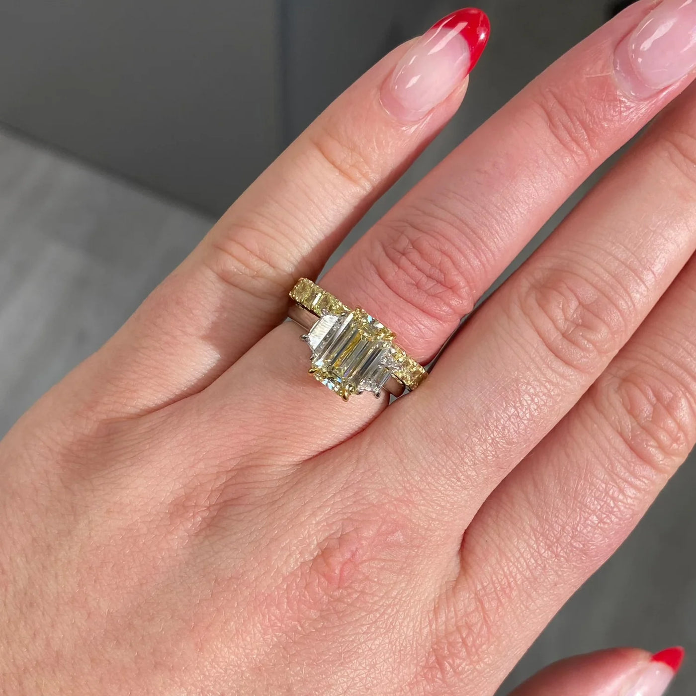 3.01ct Light Yellow Emerald Cut VS2 GIA Ring