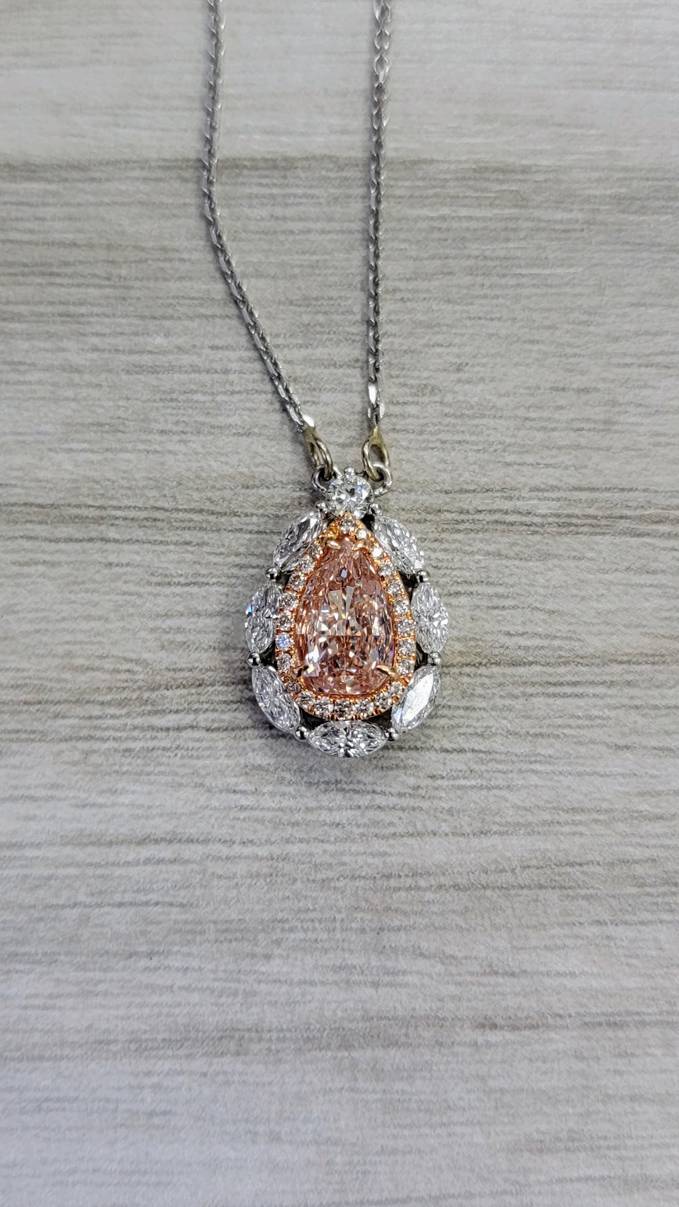 1.01ct Pink Pear GIA Pendant