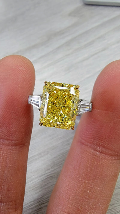 6.03ct Fancy Intense Yellow Radiant VVS2 GIA Ring