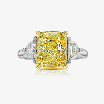 Fancy Yellow Radiant Three stone ring