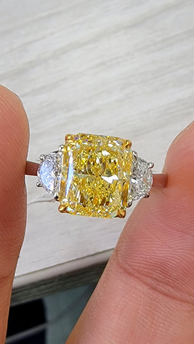 3.29ct Fancy Yellow Radiant VS2 GIA Ring