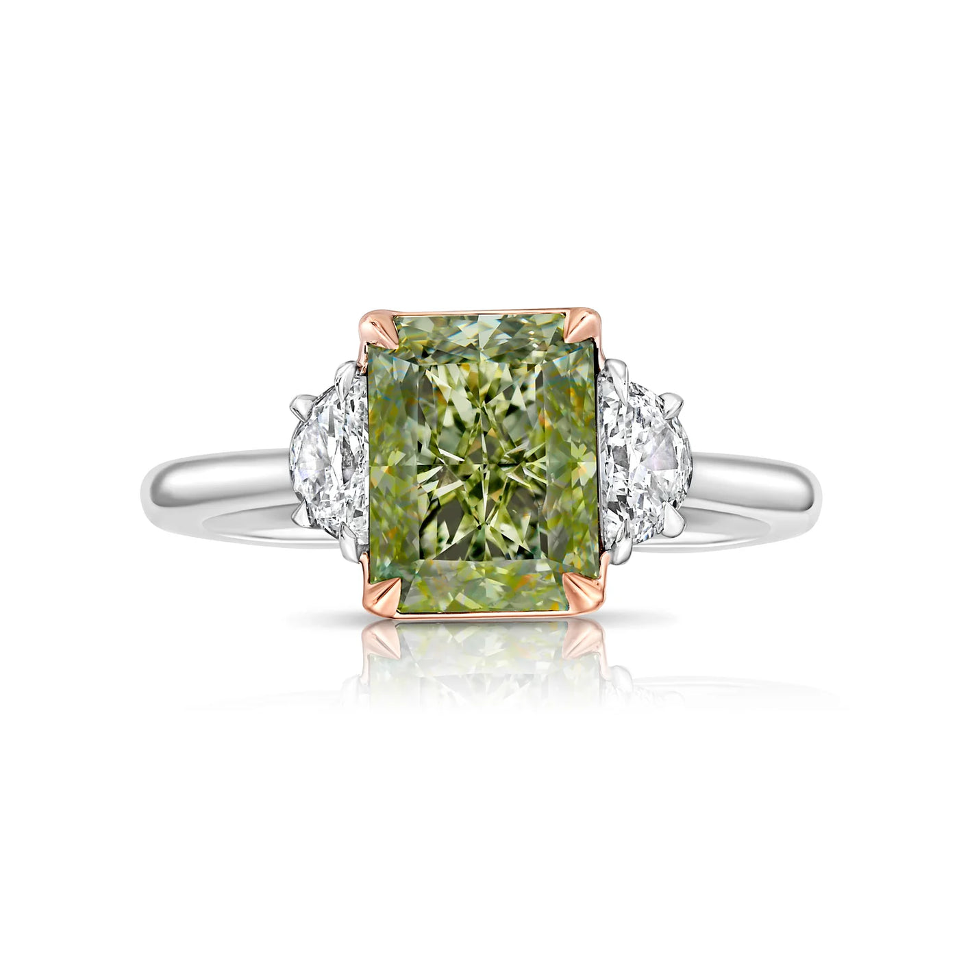 3.02ct Fancy Greenish Yellow Elongated Radiant VVS2 GIA Ring