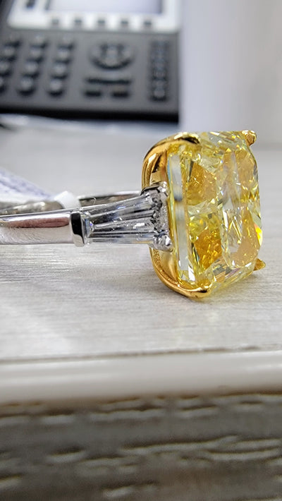 6.03ct Fancy Intense Yellow Radiant VVS2 GIA Ring