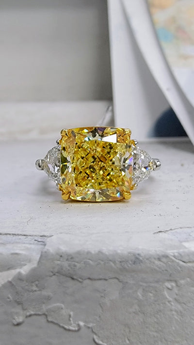 5.44ct Fancy Yellow Cushion VVS2 GIA Ring