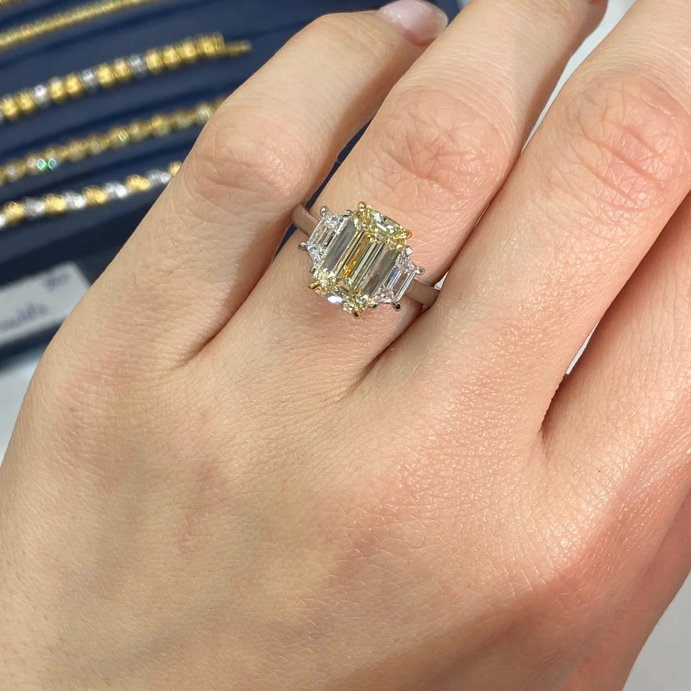 3.01ct Light Yellow Emerald Cut VS2 GIA Ring