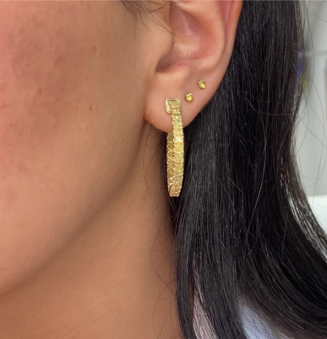 5.19ct Fancy Intense Yellow Diamond Hoops