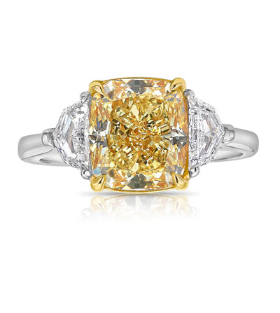 5.44ct Fancy Yellow Cushion VVS2 GIA Ring