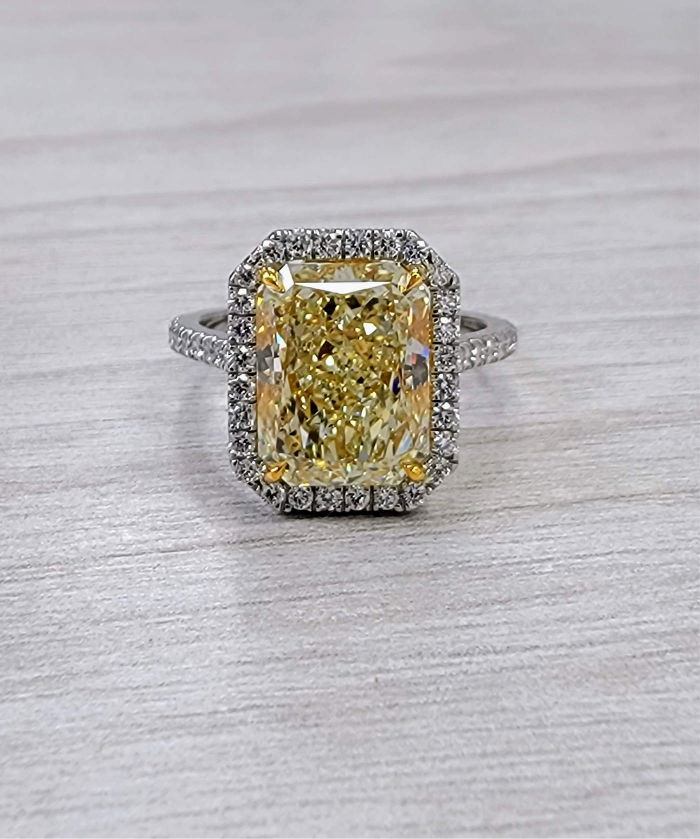 5.03ct Light Yellow Elongated Radiant VS2 GIA Ring