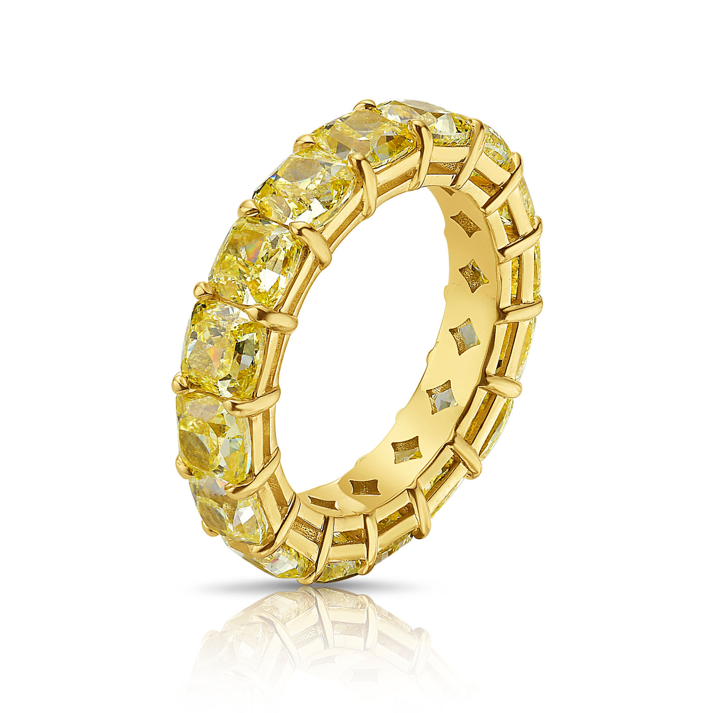 Yellow Diamond Cushion Eternity Band