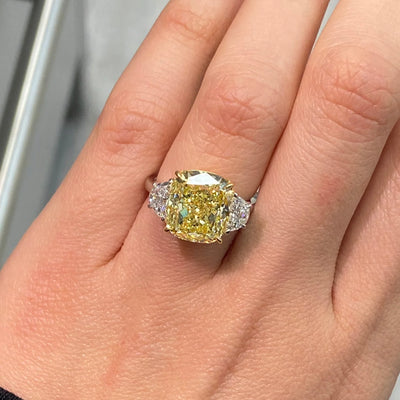 7.07ct Fancy Yellow Cushion VS2 GIA Ring