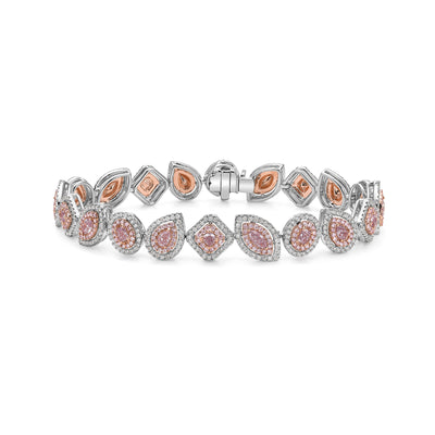 Pink Diamond Mixed Shape Halo Bracelet