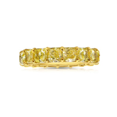 Yellow Diamond Cushion Eternity Band