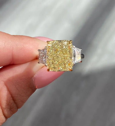 7.03ct Light Yellow Radiant VS1 GIA Ring