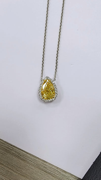 2.05ct Fancy Yellow Pear SI1 GIA Pendant