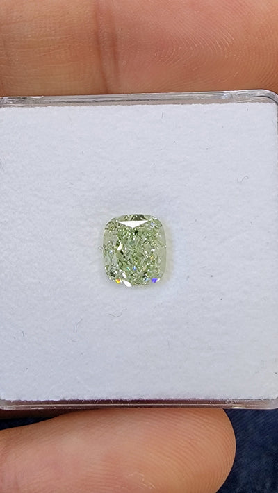 2.51ct Fancy Yellowish Green Cushion VS1 GIA