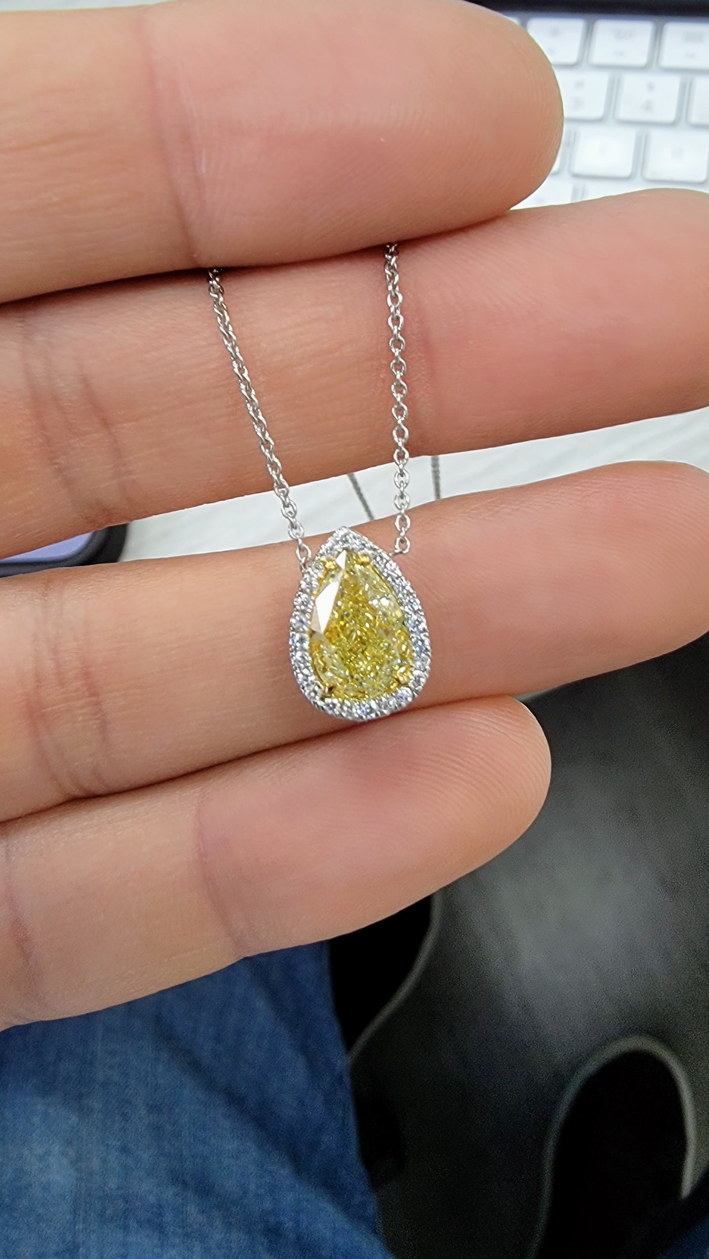 2.05ct Fancy Yellow Pear SI1 GIA Pendant