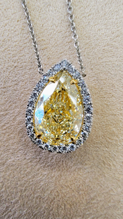 3.51ct Light Yellow Pear VVS2 GIA Pendant