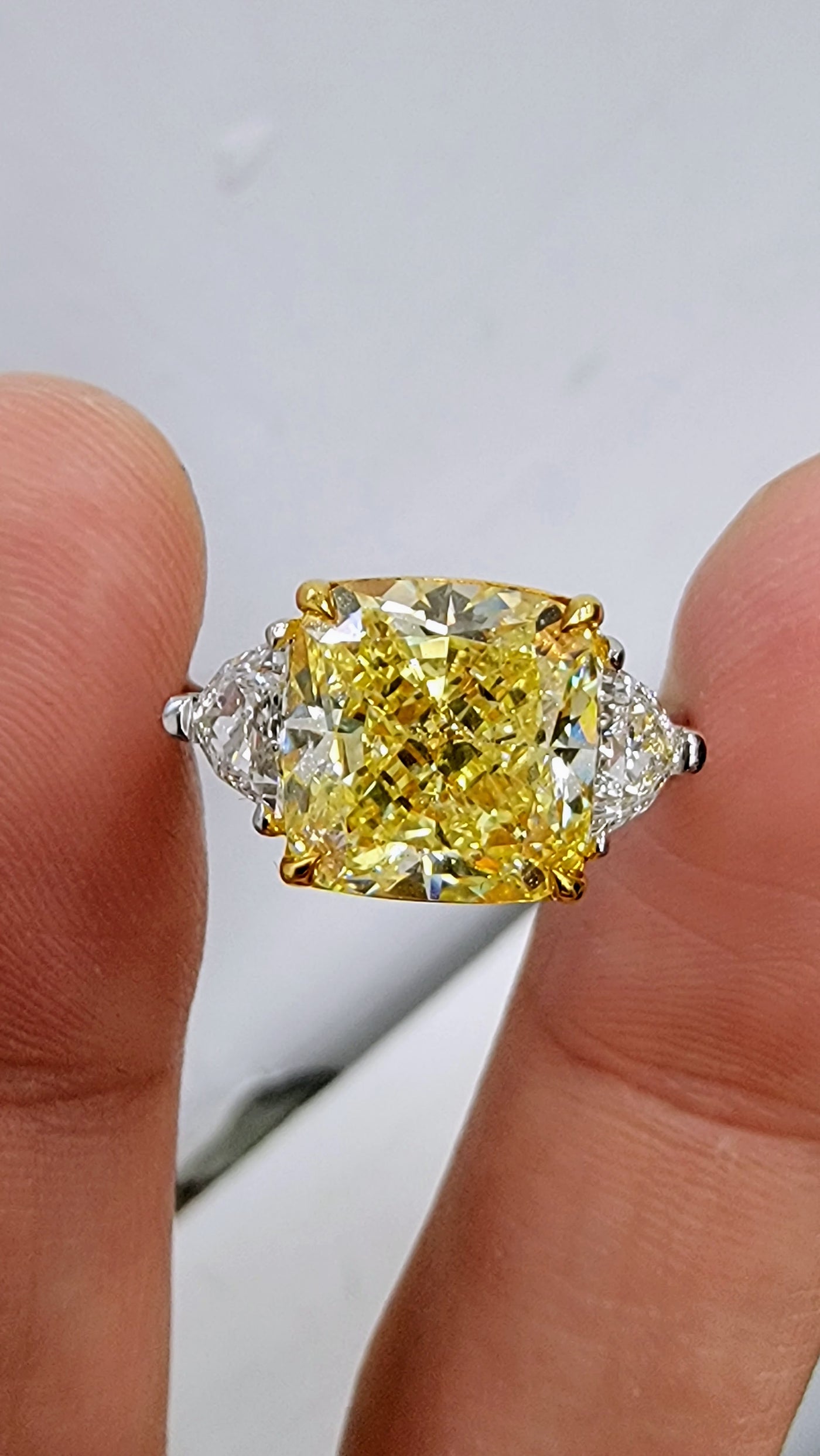 5.44ct Fancy Yellow Cushion VVS2 GIA Ring