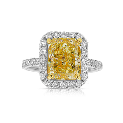 5.03ct Light Yellow Elongated Radiant VS2 GIA Ring