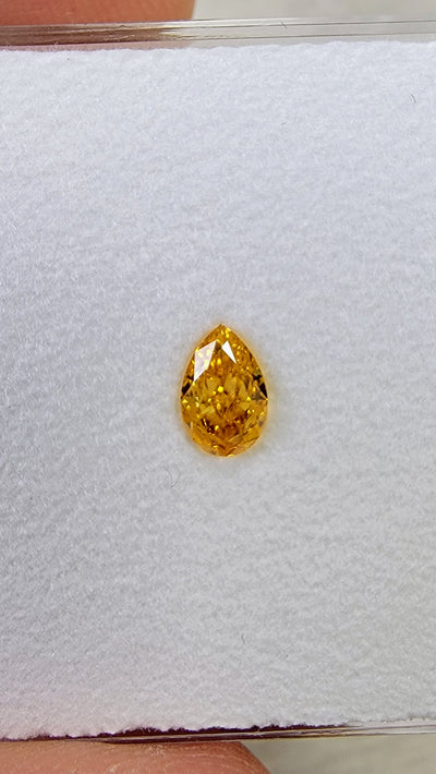 0.50ct Fancy Vivid Yellow Orange Pear SI1 GIA