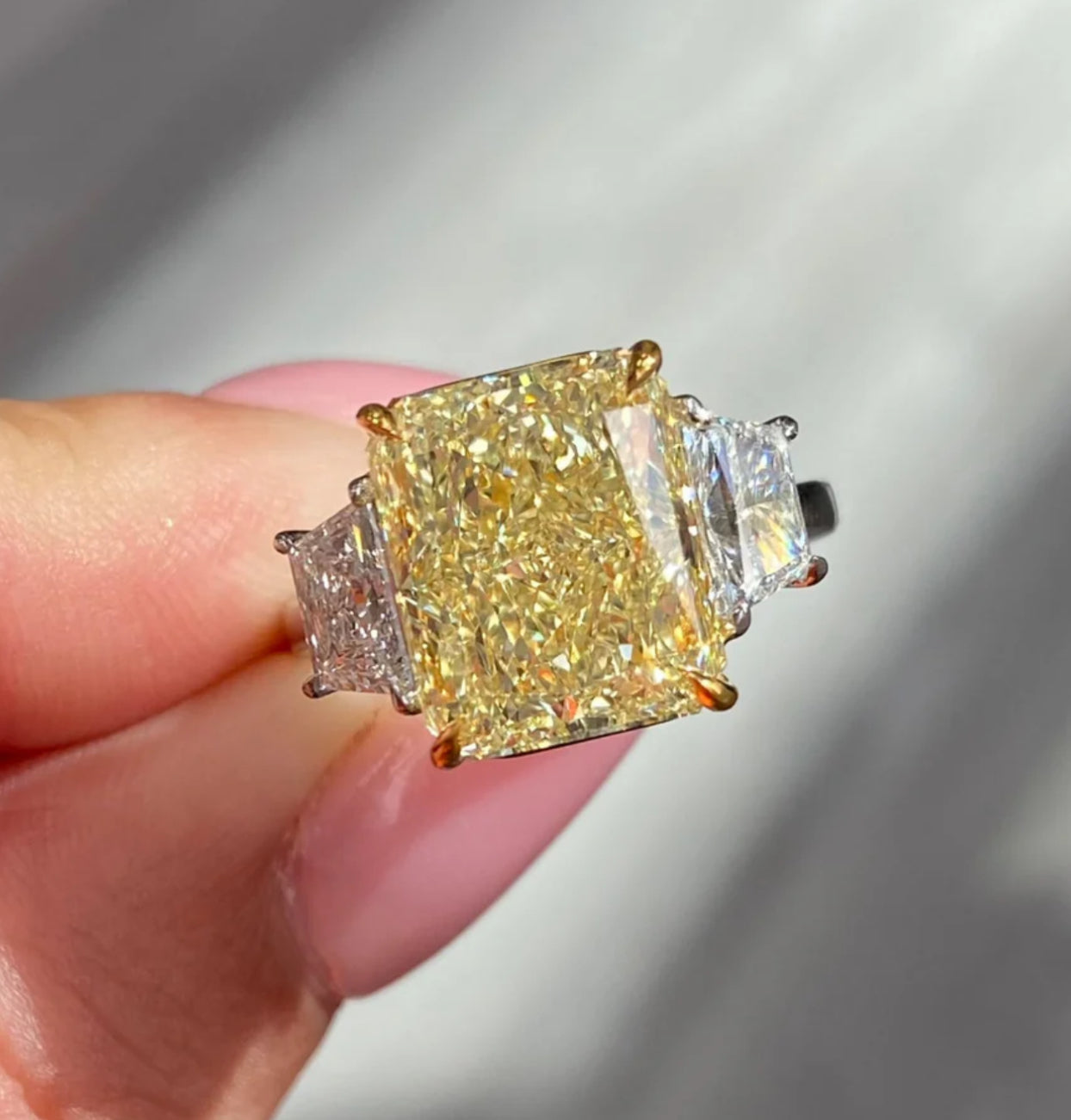 7.03ct Light Yellow Radiant VS1 GIA Ring