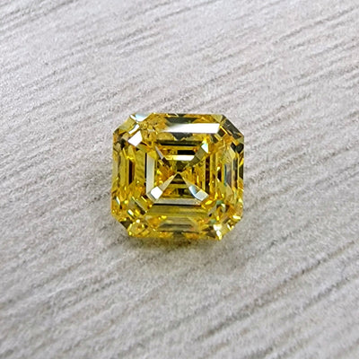 1.53ct Fancy Vivid Yellow Asscher Cut SI2 GIA