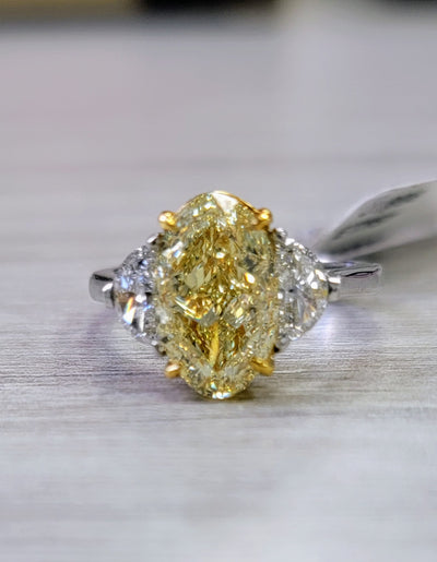 3.51ct Fancy Yellow Oval VS1 GIA Ring