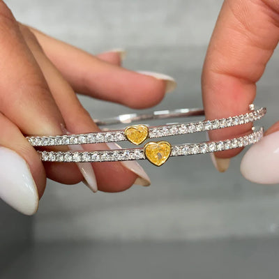 Yellow Diamond Heart Bangle