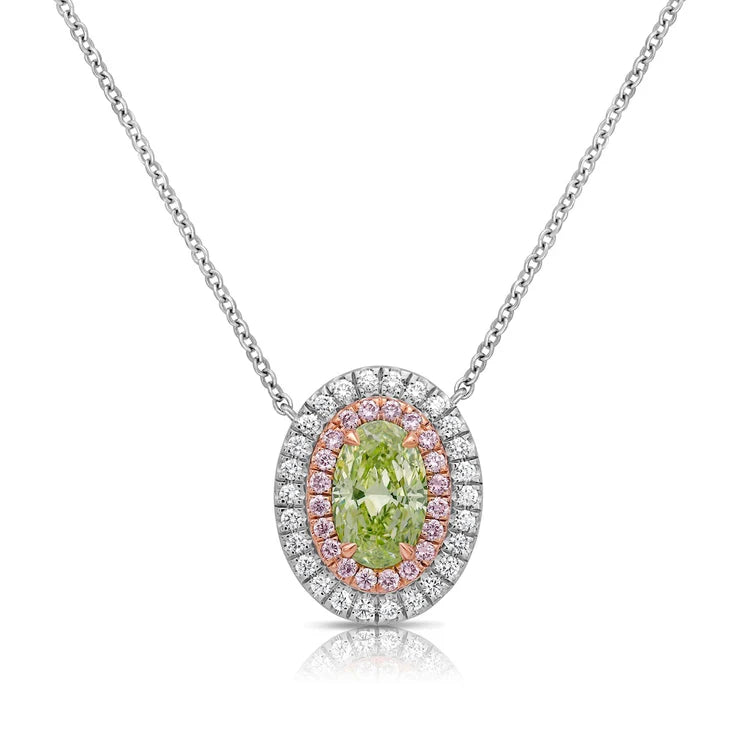 0.81ct Fancy Yellow Green Oval SI1 GIA Pendant