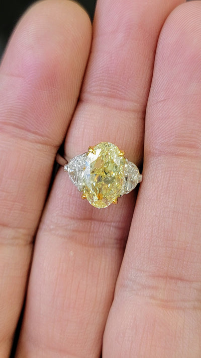 3.51ct Fancy Yellow Oval VS1 GIA Ring