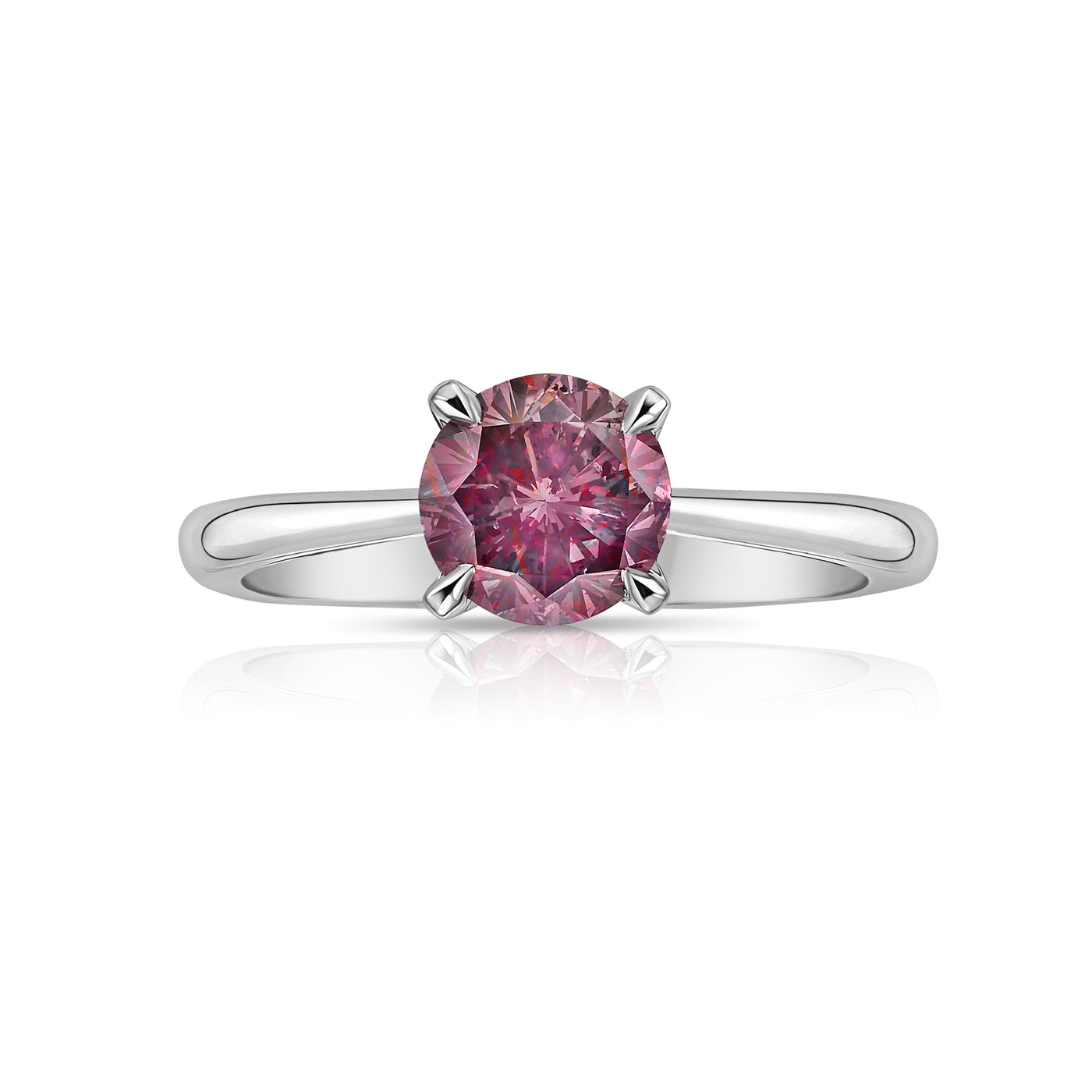 1.00ct Fancy Intense Pink Round I1 GIA Ring