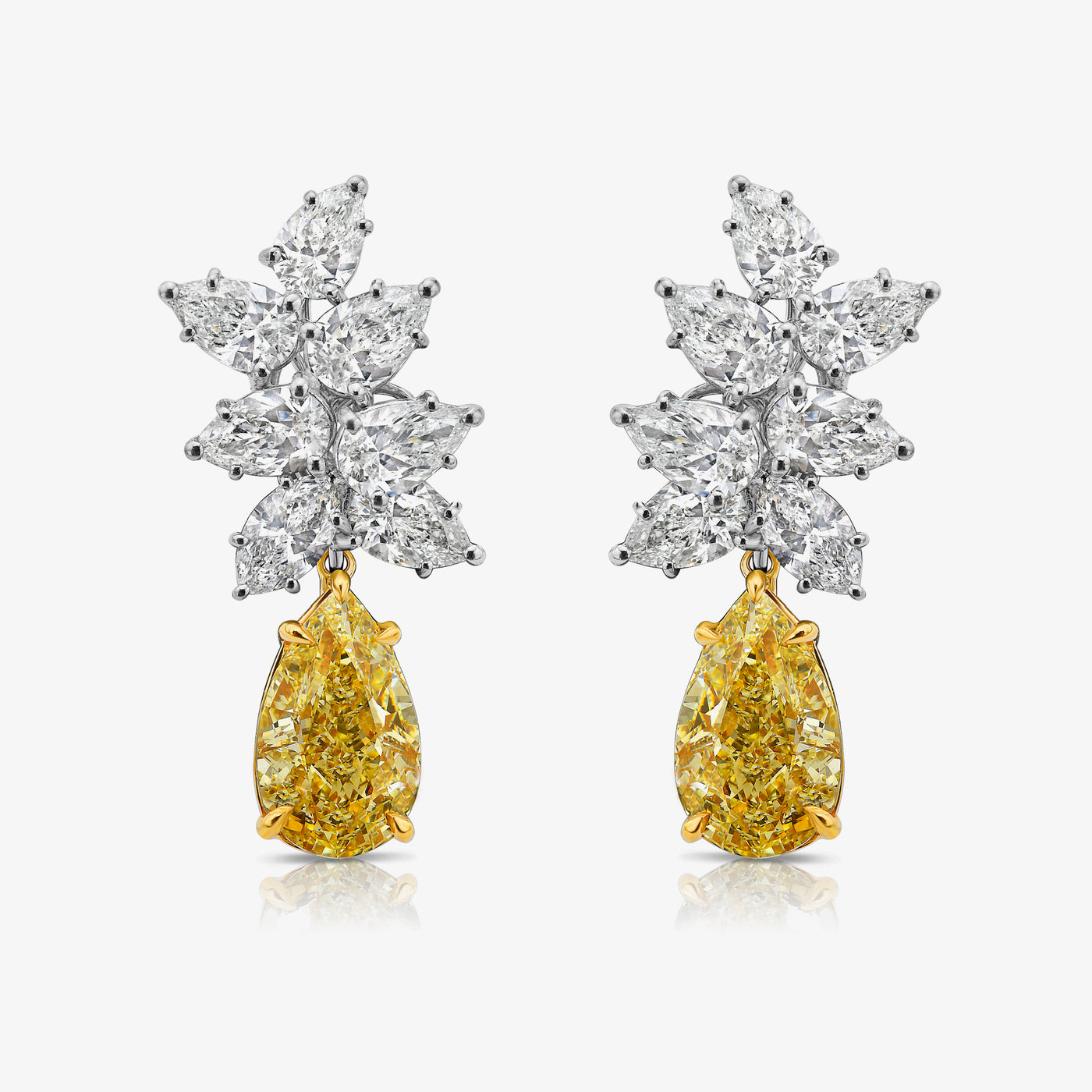 3ct Each Fancy Light Yellow Pears GIA Cluster Drop Earrings