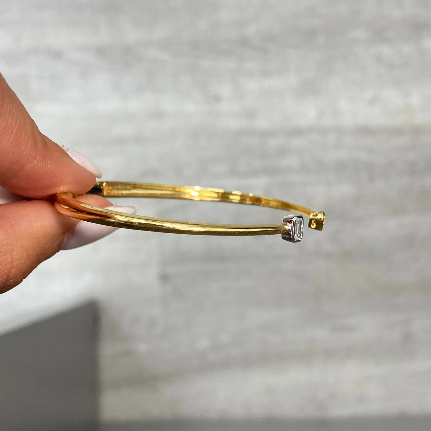 Two-Stone Yellow and White Diamond Bezel Set Bangle