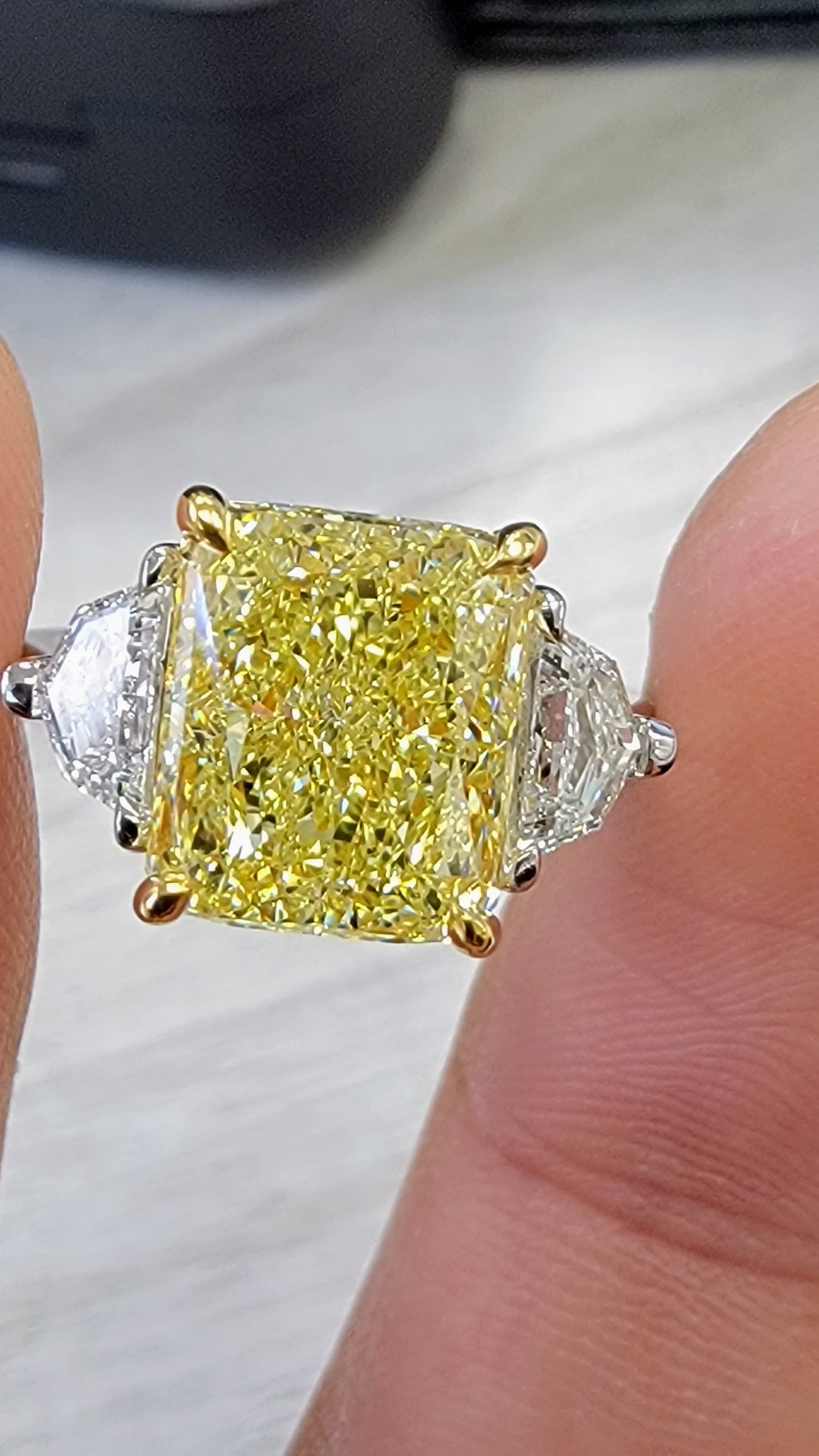 Yellow diamond radiant ring