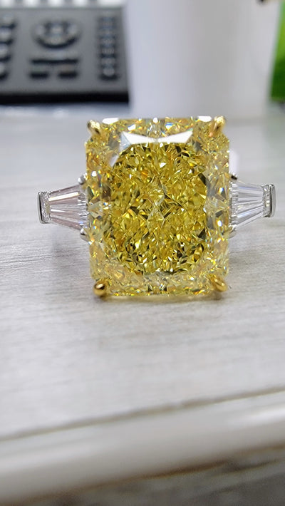 6.03ct Fancy Intense Yellow Radiant VVS2 GIA Ring