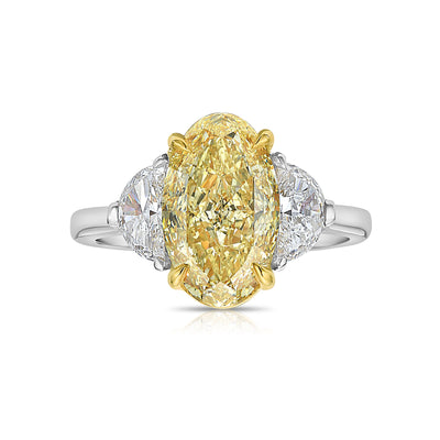 3.51ct Fancy Yellow Oval VS1 GIA Ring