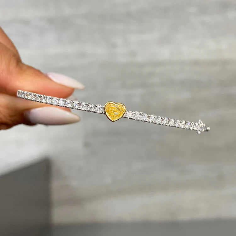 Yellow Diamond Heart Bangle