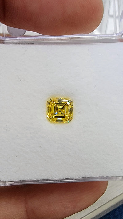 1.53ct Fancy Vivid Yellow Asscher Cut SI2 GIA