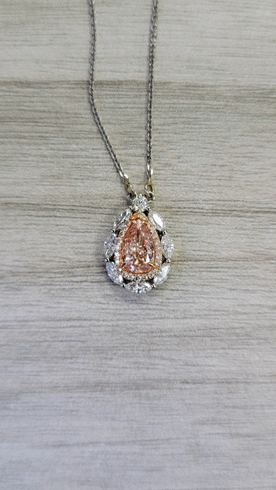 1.01ct Pink Pear GIA Pendant