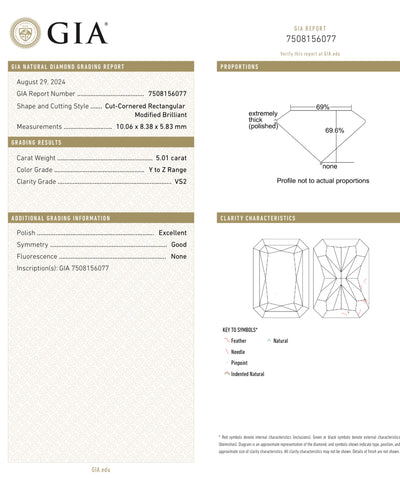 5.01ct Light Yellow Elongated Radiant VS2 GIA