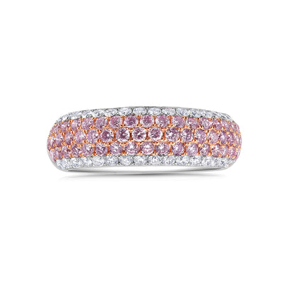 Five Row Pink and White Diamond Half Eternity Ring