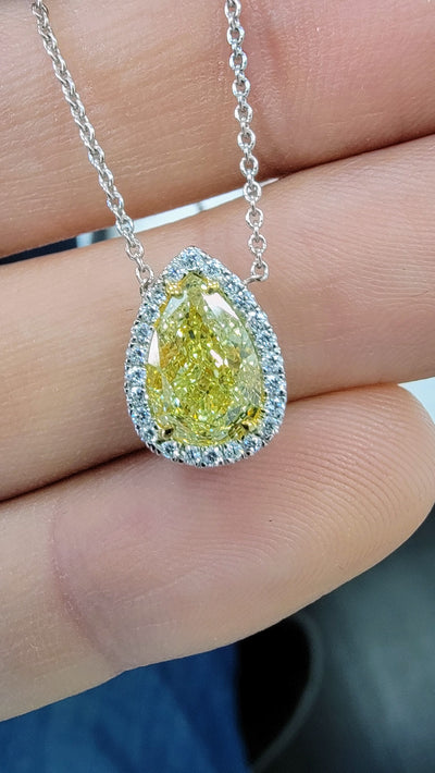 2.05ct Fancy Yellow Pear SI1 GIA Pendant