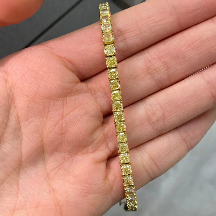 Fancy Yellow Cushion Cut Tennis Bracelet