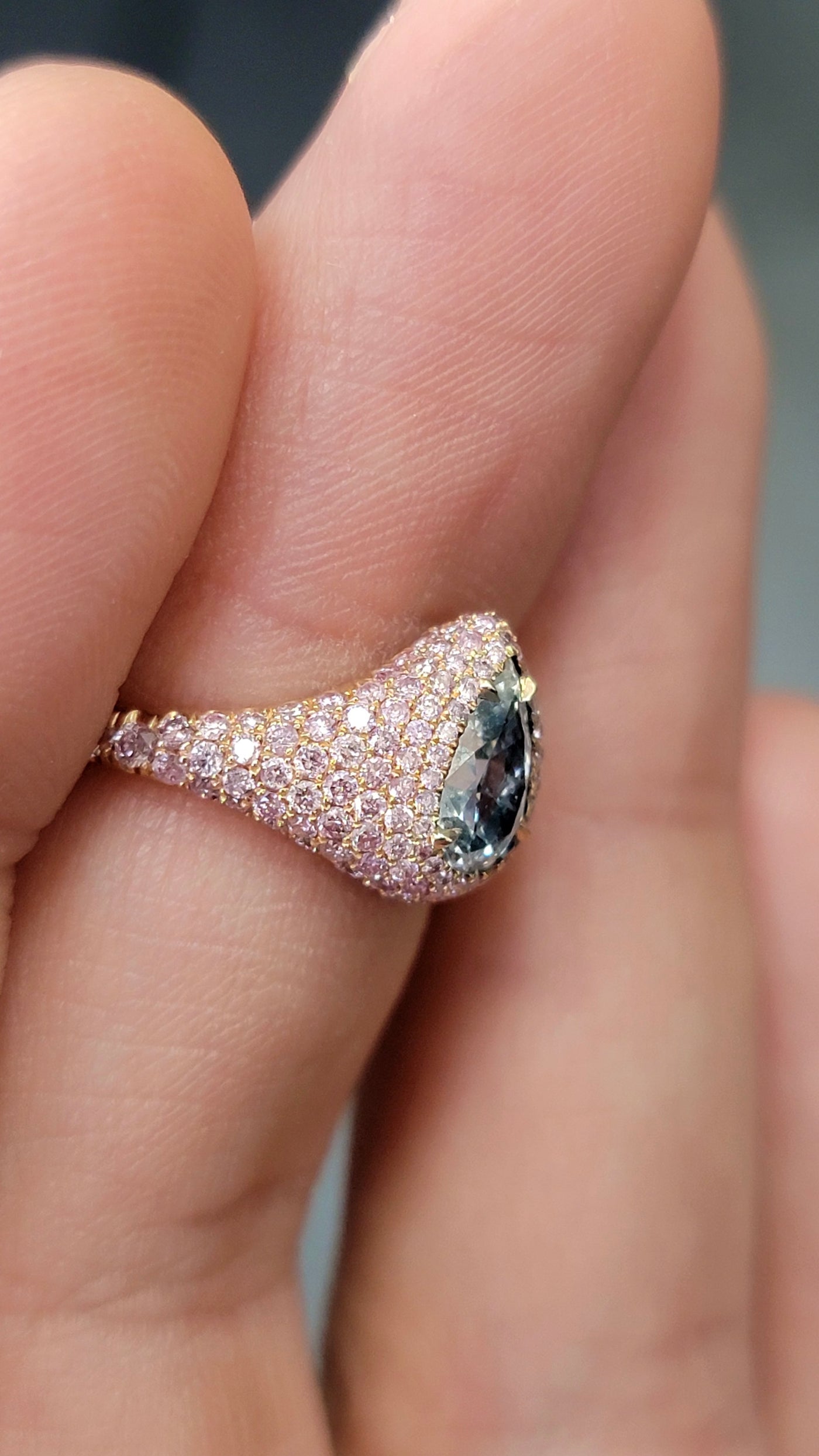 1.01ct Light Blue Pear VS2 Ring