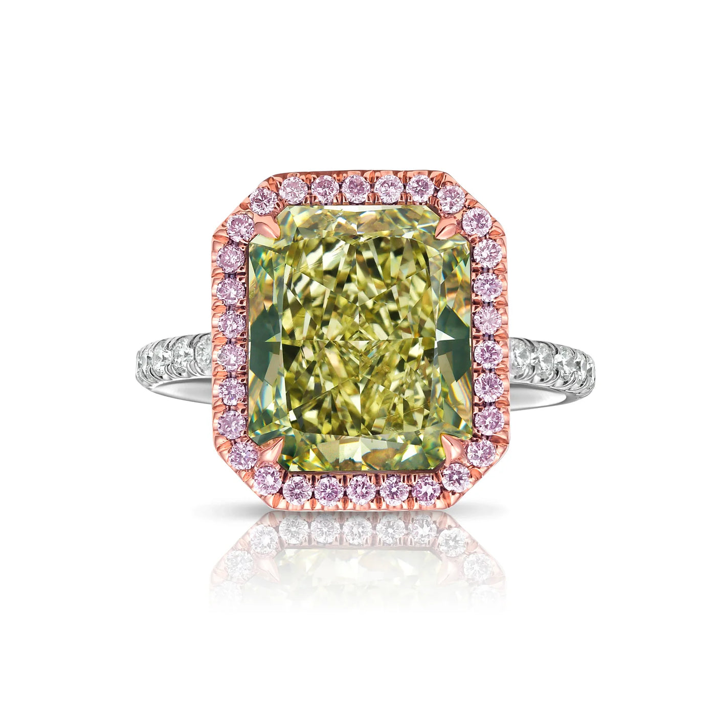 5.00ct Fancy Greenish Yellow Radiant GIA Ring