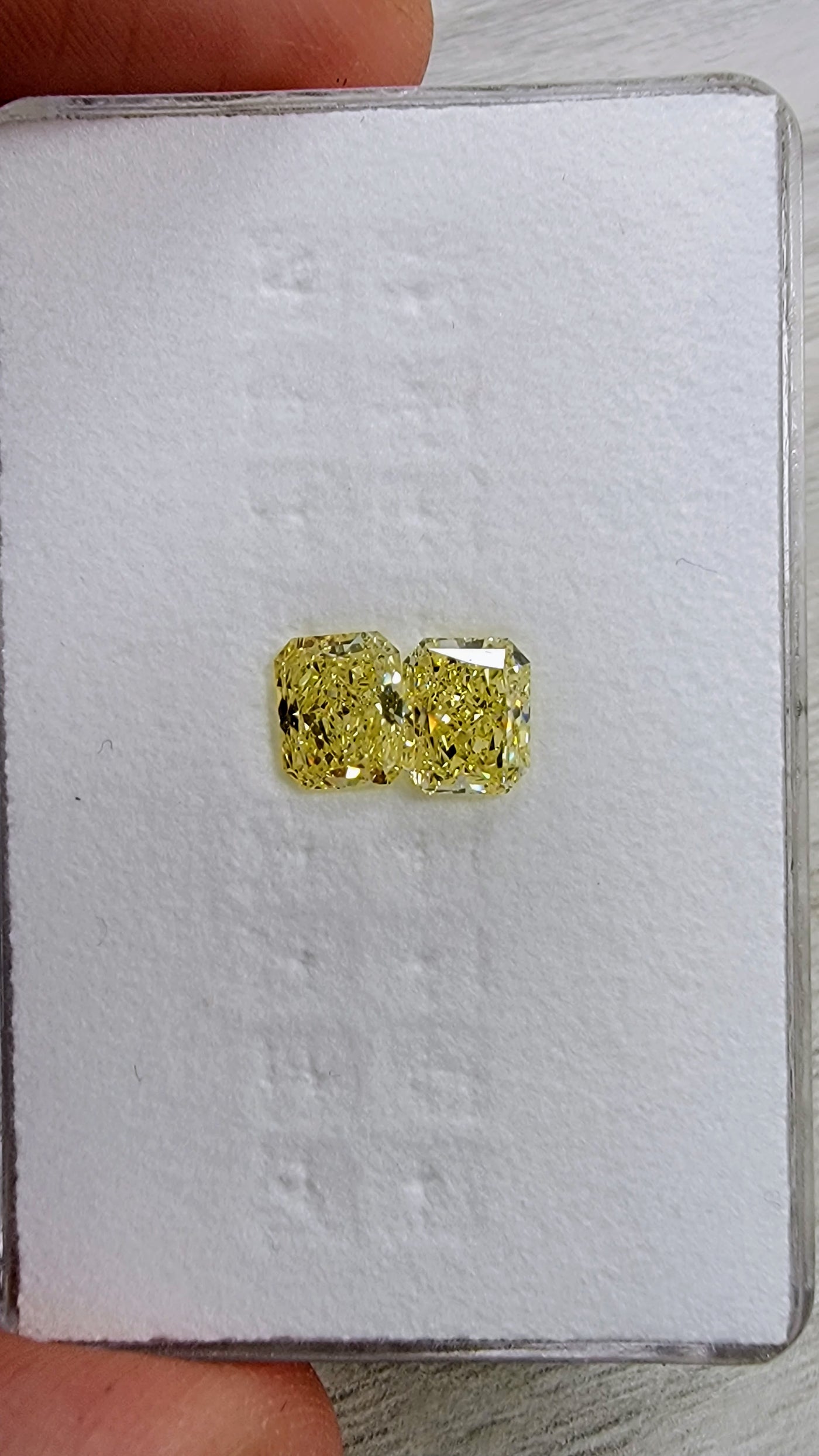 1.12ct & 1.34ct Fancy Yellow Radiants GIA