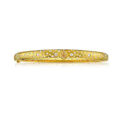 Yellow Diamond Pear Domed Pave Bangle